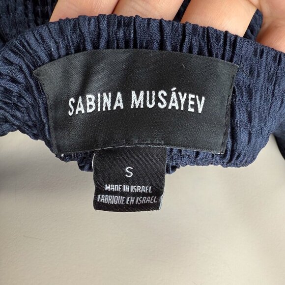 ANTHRO SABINA MUSAYE Odelle Pencil Sailor Chic Textured Navy Blue Midi Skirt‎ S - Picture 7 of 10